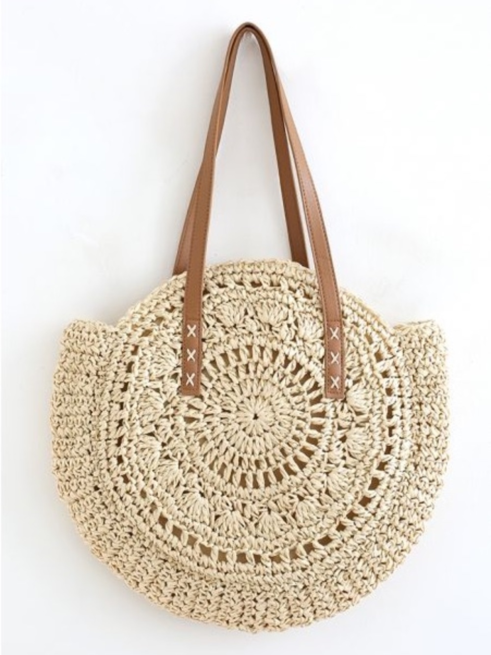 Chicwish Crochet Straw Boho Circle Tote Bag
